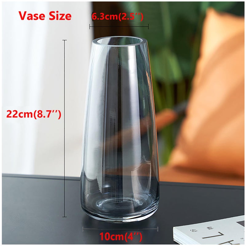 FANTESTICRYAN Modern Glass Vase Irised Crystal Clear Glass Vase for Home Office Decor (Crystal Grey) - Image 3